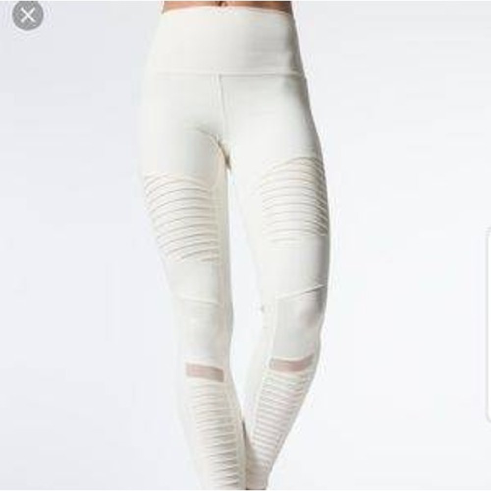 Alo Yoga Women's Ivory Cream High-Waist Moto Leggings Size Small